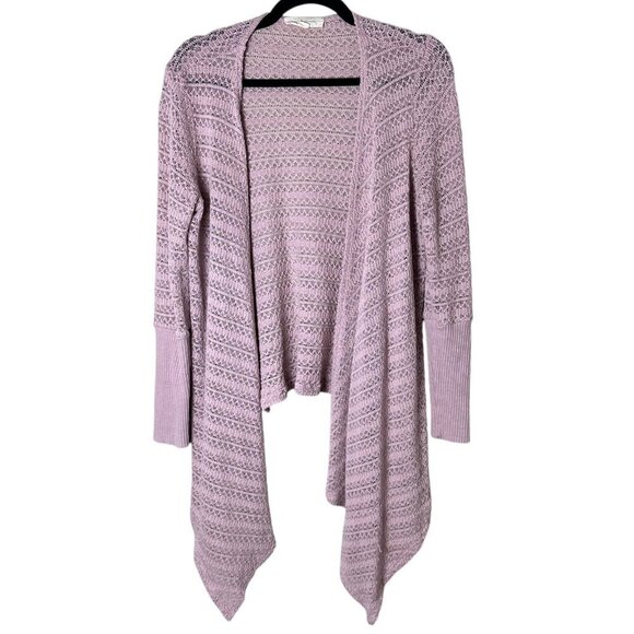 PAINTED THREADS Open Weave Drape Front Blush Pink Cardigan Size Medium - Picture 1 of 8